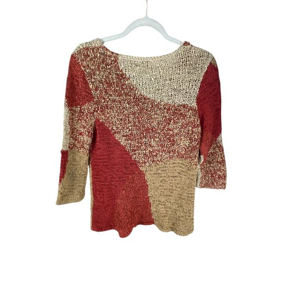 Sigrid Olsen Multicolor Patchwork Knit Sweater Women's Handmade M Artsy Casual - Picture 2 of 8